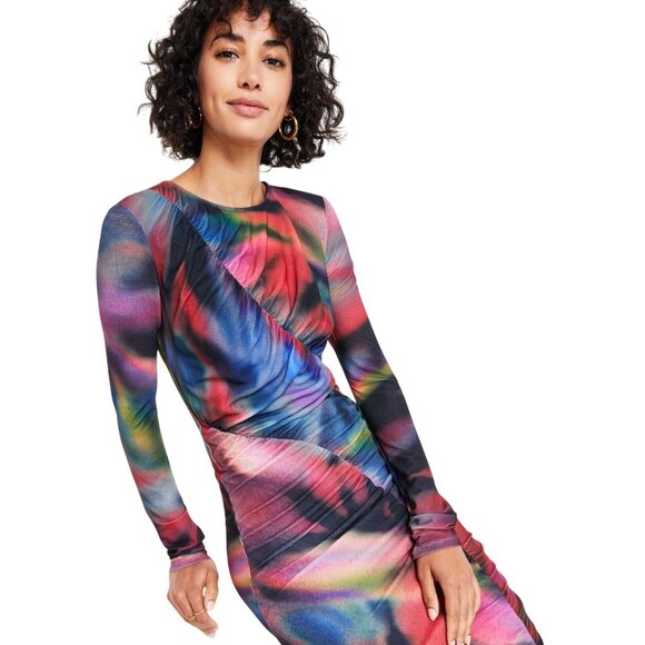 Vince Camuto Womens Printed Long-Sleeve Bodycon Dress VC4M5555 Blue Multi 14 - Picture 9 of 10